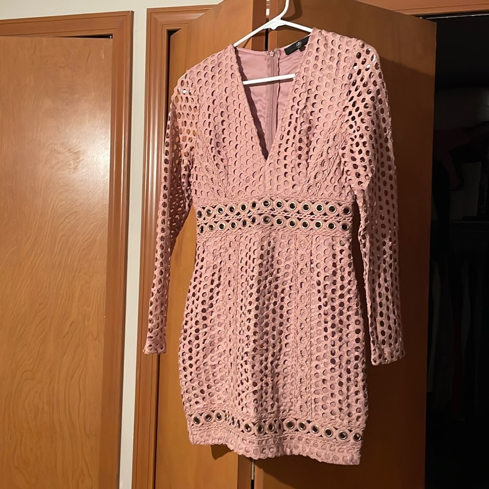 Long sleeve pink dress
